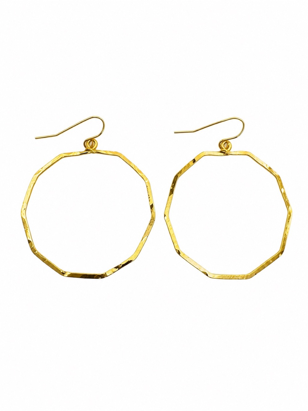 #81 Gold Hammered Geometric Dangle Earring